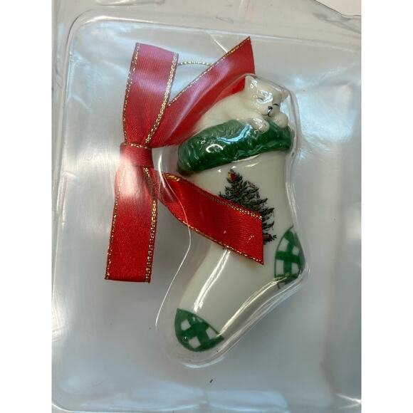 SPODE Ornament Cat in Stocking New in Box - Picture 1 of 4